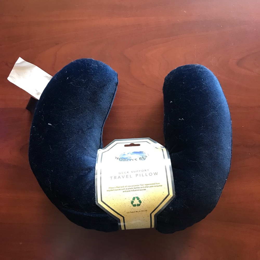 World’s Best New Memory Foam Travel Neck Pillow Soft Velvet navy blue